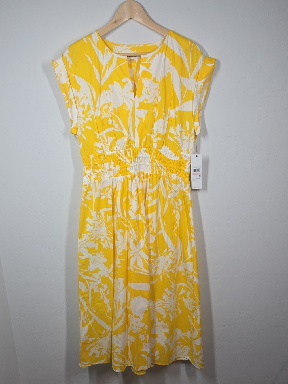 Calvin Klein Yellow and White Floral Midi Dress